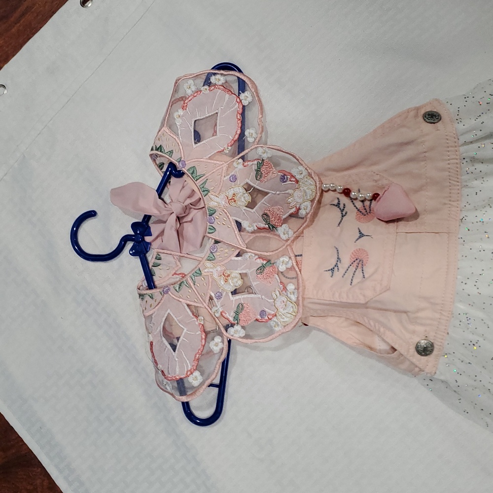 Vtg OshKosh B'gosh Peach pink white  Vestbak Dress - Picture 3 of 16